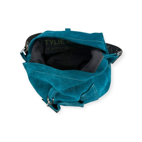 new Tylie Malibu ᪣ Utility Suede Hobo Bag ᪣ Crystal Embellish Strap ᪣ Teal Blue - Picture 10 of 16